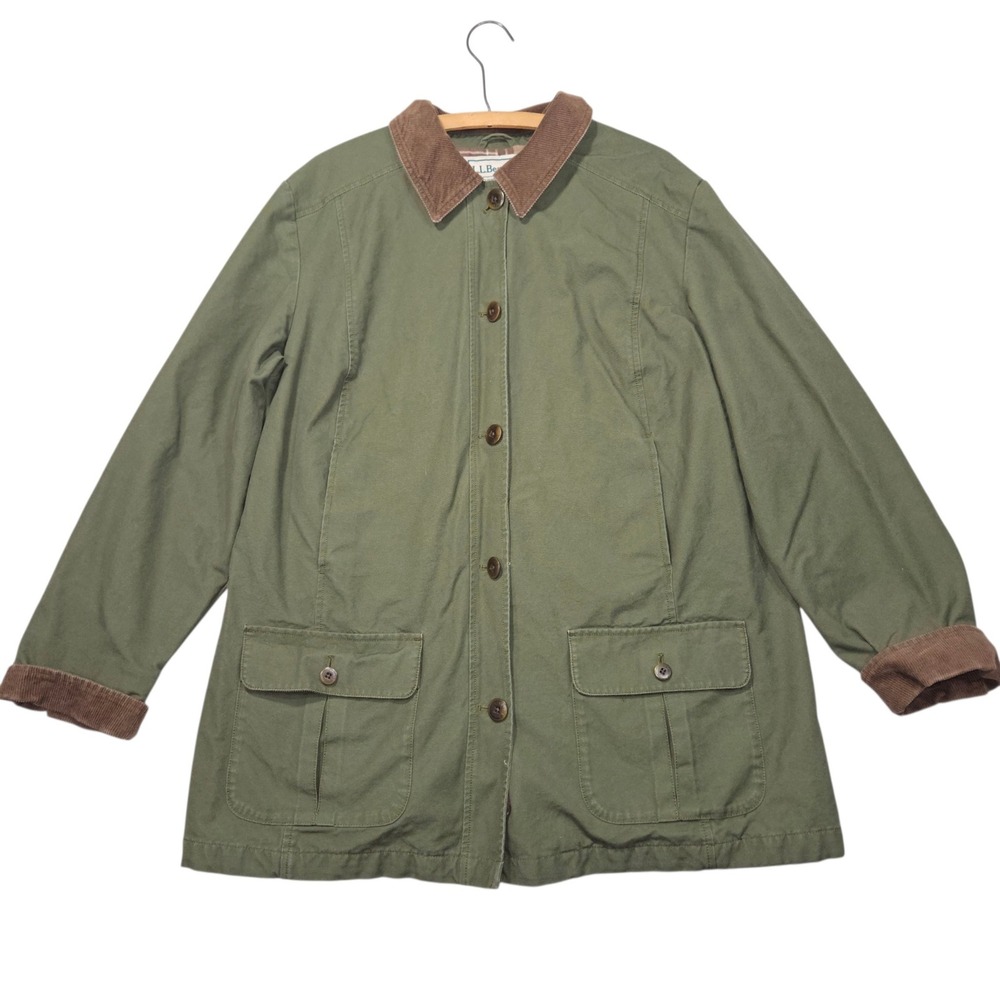 L.L. Bean VTG Flannel Lined Barn Coat Chore Jacket Green Sz XL